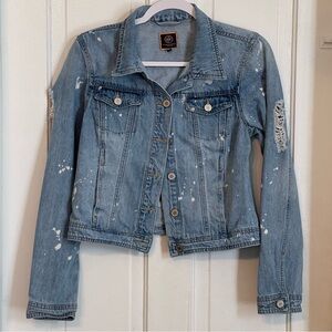 BOOMBOOM JEANS Jean Jacket Women’s MEDIUM - Ripped Out Distressed, Grunge, Boho